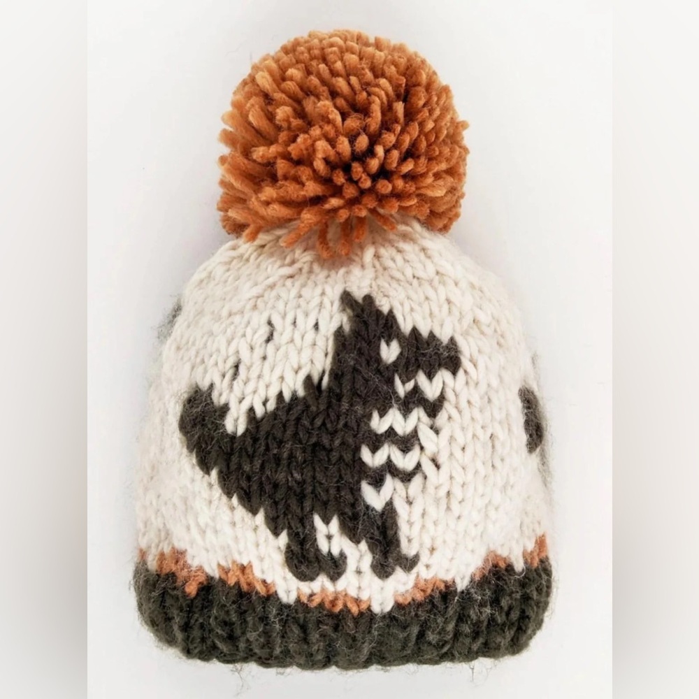 NWT SpearmintLove Huggalugs T-Rex Loden Green Knit Pom Hat Medium